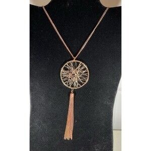 Vintage Dream Catcher Necklace Gold Tone Wire Boho Chic Hippie Dreamer 18" Chic